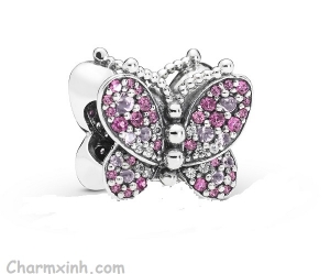 Charm bướm đính hạt Dazzling Pink Butterfly Charm XN532